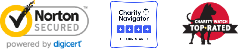 Norton Secured, Charity Navigator, Charity Watch Top Rated