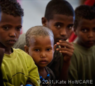 Newly arrived refugees from Somalia wait to be registered at Dagehaley camp.